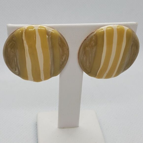 Vintage Jewelry - Vintage Yellow & Cream Earrings
